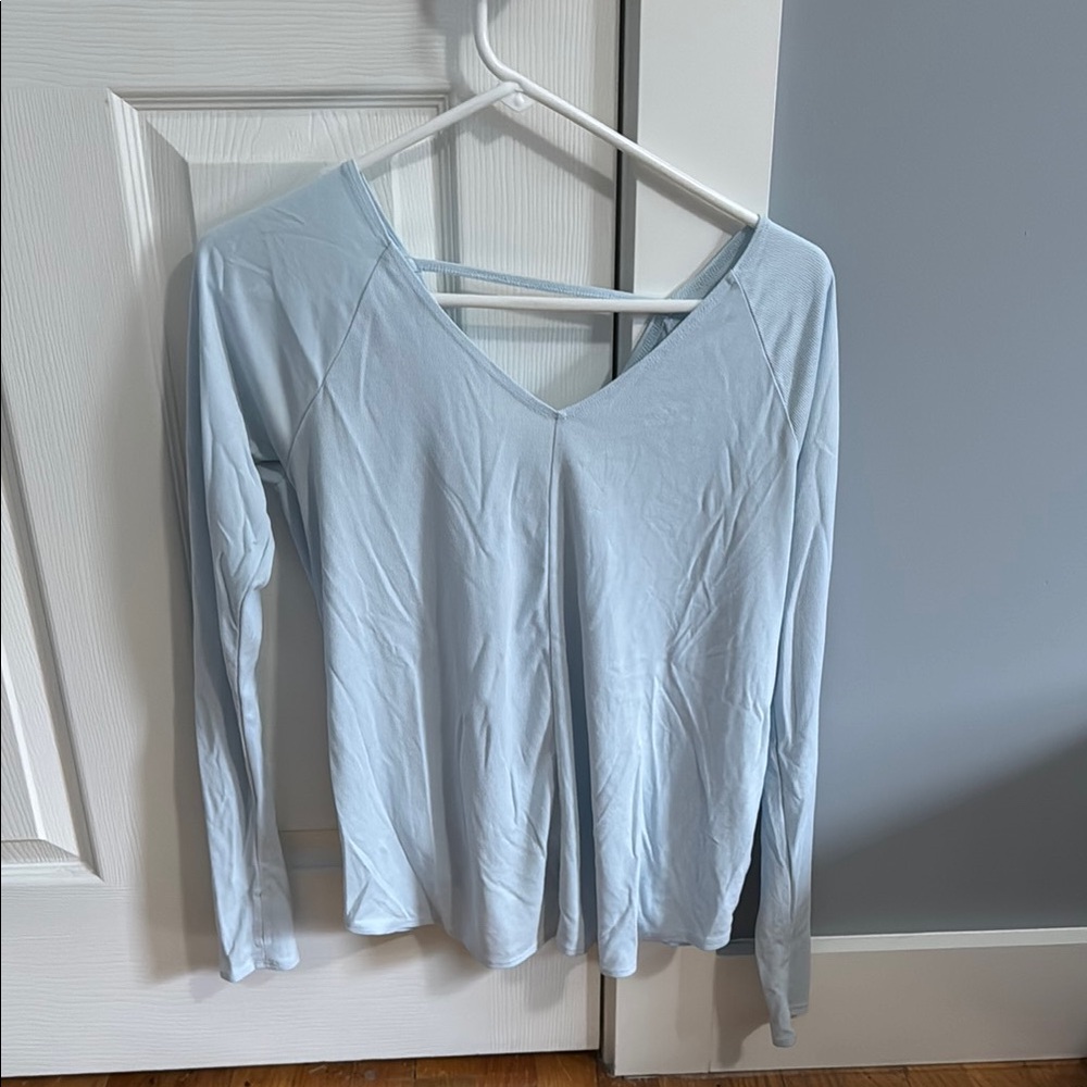 Light Blue V-Neck Women's Top